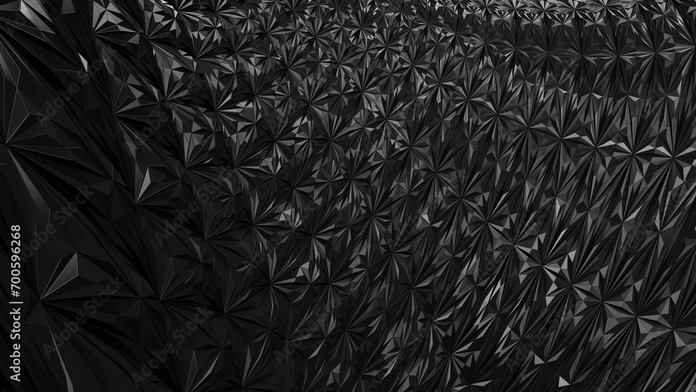 Poster abstract black metallic background. low poly triangle. 3d rendering