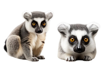 Obraz premium Set of Lemur animal, isolated on transparent or white background