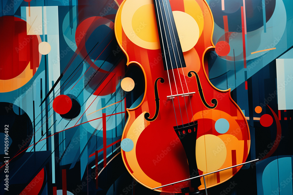 Fototapete A dynamic composition where abstract instruments intertwine and meld into one another, symbolizing the interconnectedness of different musical elements.