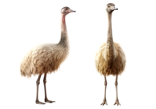 Set of ostrich animal multi pose, isolated on transparent or white background