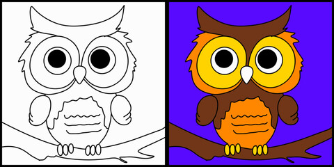 Coloring page outline of cartoon owl
