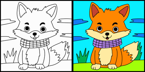 Coloring page outline of cartoon fox
