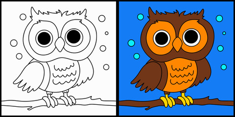 Fototapeta premium Coloring page outline of cartoon owl 