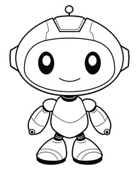 Robot coloring page, isolated coloring book. Color pages for kids featuring an isolated robot toy.