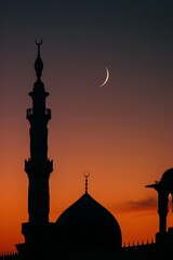 Islamic Crescent Moon of Ramadan Kareem and Eid Mubarak Background