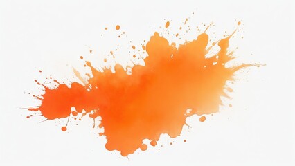 Orange watercolor paint splashes texture on white background