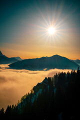 Wolkenmeer, Nebelmeer auf dem Laber, Ammergauer Alpen