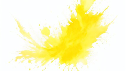 Yellow watercolor paint splashes texture on white background