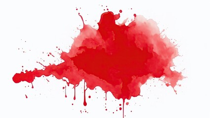 Red watercolor paint splashes texture on white background