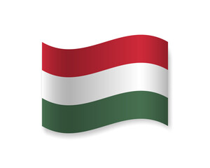 Flag of Hungary flat icon. Wavy vector element with shadow underneath. Best for mobile apps, UI and web design.