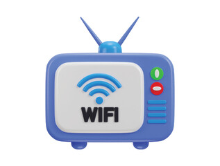 retro tv with antenna and switcher for the wifi signal network concept 3d vector icon