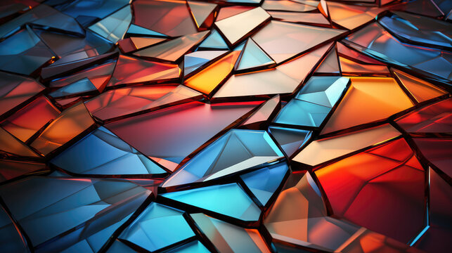 Abstract image of colorful glass shards forming a geometric pattern with a modern and artistic feel.