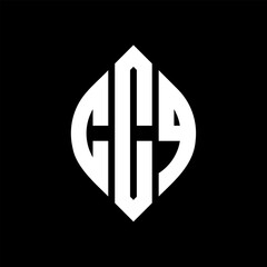 Obraz premium CCQ circle letter logo design with circle and ellipse shape. CCQ ellipse letters with typographic style. The three initials form a circle logo. CCQ Circle Emblem Abstract Monogram Letter Mark Vector.