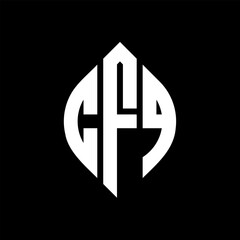 CFQ circle letter logo design with circle and ellipse shape. CFQ ellipse letters with typographic style. The three initials form a circle logo. CFQ Circle Emblem Abstract Monogram Letter Mark Vector.