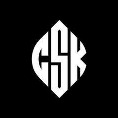CSK circle letter logo design with circle and ellipse shape. CSK ellipse letters with typographic style. The three initials form a circle logo. CSK Circle Emblem Abstract Monogram Letter Mark Vector.