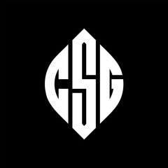 Obraz premium CSG circle letter logo design with circle and ellipse shape. CSG ellipse letters with typographic style. The three initials form a circle logo. CSG Circle Emblem Abstract Monogram Letter Mark Vector.