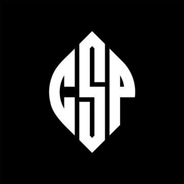 CSP circle letter logo design with circle and ellipse shape. CSP ellipse letters with typographic style. The three initials form a circle logo. CSP Circle Emblem Abstract Monogram Letter Mark Vector.