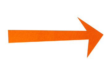 Orange paper arrow sign on transparent background