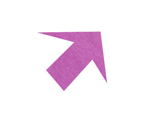 Pink paper arrow sign on transparent background