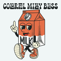 Milk Character Design With Slogan Colorful milky bliss