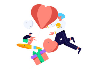 Happy Valentine's Day flat character vector concept business hand drawn illustration
