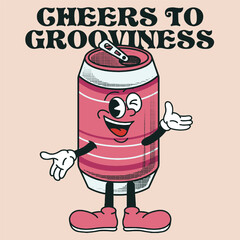 Beer Character Design With Slogan Cheers to grooviness