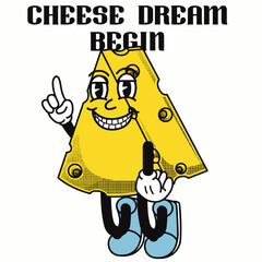 Cheese Character Design With Slogan Cheese dream begin