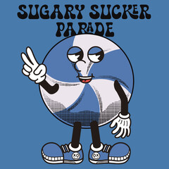 Lollipop Character Design With Slogan Sugary sucker parade