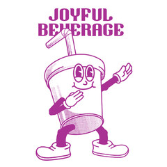 Cup Character Design With Slogan Joyful beverage