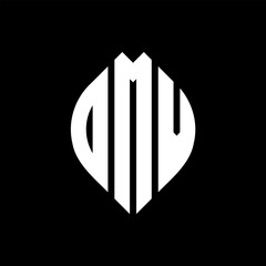 DMV circle letter logo design with circle and ellipse shape. DMV ellipse letters with typographic style. The three initials form a circle logo. DMV circle emblem abstract monogram letter mark vector.