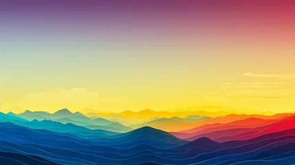 Gordijnen Colorful background of mountains. A Spectrum of multi colored background aligned  © 92ashrafsoomro