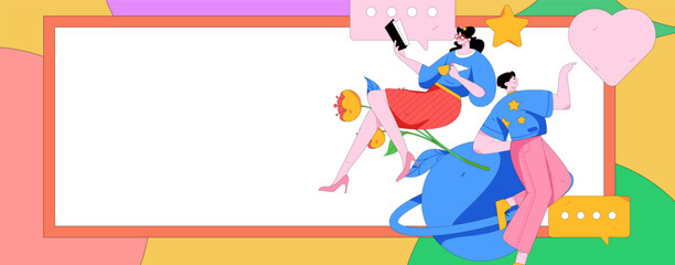 Happy Valentine's Day flat character vector concept business hand drawn illustration
