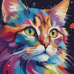 Naklejka premium abstract colorful cat 