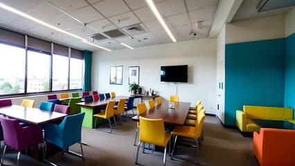 Colorful business meeting room interiors