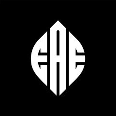 Obraz premium EAE circle letter logo design with circle and ellipse shape. EAE ellipse letters with typographic style. The three initials form a circle logo. EAE Circle Emblem Abstract Monogram Letter Mark Vector.