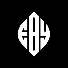 Obraz premium EBY circle letter logo design with circle and ellipse shape. EBY ellipse letters with typographic style. The three initials form a circle logo. EBY Circle Emblem Abstract Monogram Letter Mark Vector.