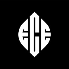 Obraz premium ECE circle letter logo design with circle and ellipse shape. ECE ellipse letters with typographic style. The three initials form a circle logo. ECE Circle Emblem Abstract Monogram Letter Mark Vector.