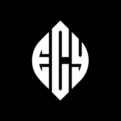 Obraz premium ECY circle letter logo design with circle and ellipse shape. ECY ellipse letters with typographic style. The three initials form a circle logo. ECY Circle Emblem Abstract Monogram Letter Mark Vector.