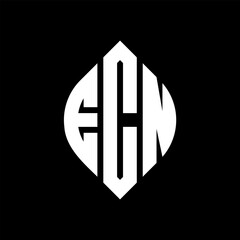Obraz premium ECN circle letter logo design with circle and ellipse shape. ECN ellipse letters with typographic style. The three initials form a circle logo. ECN Circle Emblem Abstract Monogram Letter Mark Vector.