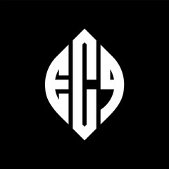 Obraz premium ECQ circle letter logo design with circle and ellipse shape. ECQ ellipse letters with typographic style. The three initials form a circle logo. ECQ Circle Emblem Abstract Monogram Letter Mark Vector.