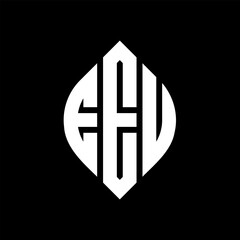 Obraz premium EEU circle letter logo design with circle and ellipse shape. EEU ellipse letters with typographic style. The three initials form a circle logo. EEU Circle Emblem Abstract Monogram Letter Mark Vector.