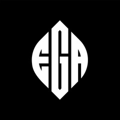 Obraz premium EGA circle letter logo design with circle and ellipse shape. EGA ellipse letters with typographic style. The three initials form a circle logo. EGA Circle Emblem Abstract Monogram Letter Mark Vector.