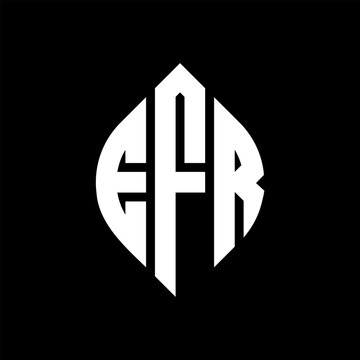 EFR circle letter logo design with circle and ellipse shape. EFR ellipse letters with typographic style. The three initials form a circle logo. EFR Circle Emblem Abstract Monogram Letter Mark Vector.