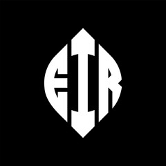 EIR circle letter logo design with circle and ellipse shape. EIR ellipse letters with typographic style. The three initials form a circle logo. EIR Circle Emblem Abstract Monogram Letter Mark Vector.