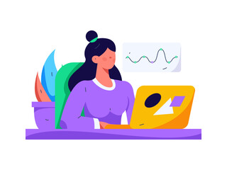 Flat vector illustration of business people operating work scene
