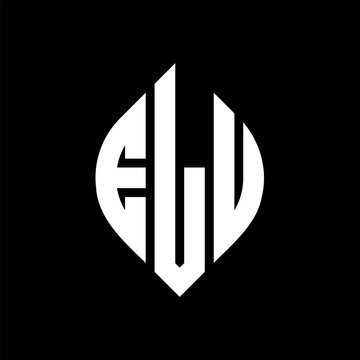 ELU circle letter logo design with circle and ellipse shape. ELU ellipse letters with typographic style. The three initials form a circle logo. ELU Circle Emblem Abstract Monogram Letter Mark Vector.