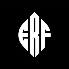 ERF circle letter logo design with circle and ellipse shape. ERF ellipse letters with typographic style. The three initials form a circle logo. ERF Circle Emblem Abstract Monogram Letter Mark Vector.