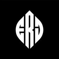 Obraz premium ERJ circle letter logo design with circle and ellipse shape. ERJ ellipse letters with typographic style. The three initials form a circle logo. ERJ Circle Emblem Abstract Monogram Letter Mark Vector.