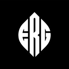 Obraz premium ERG circle letter logo design with circle and ellipse shape. ERG ellipse letters with typographic style. The three initials form a circle logo. ERG Circle Emblem Abstract Monogram Letter Mark Vector.