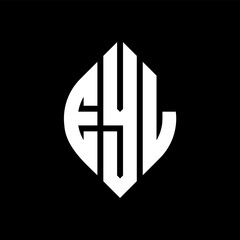 Obraz premium EYL circle letter logo design with circle and ellipse shape. EYL ellipse letters with typographic style. The three initials form a circle logo. EYL Circle Emblem Abstract Monogram Letter Mark Vector.